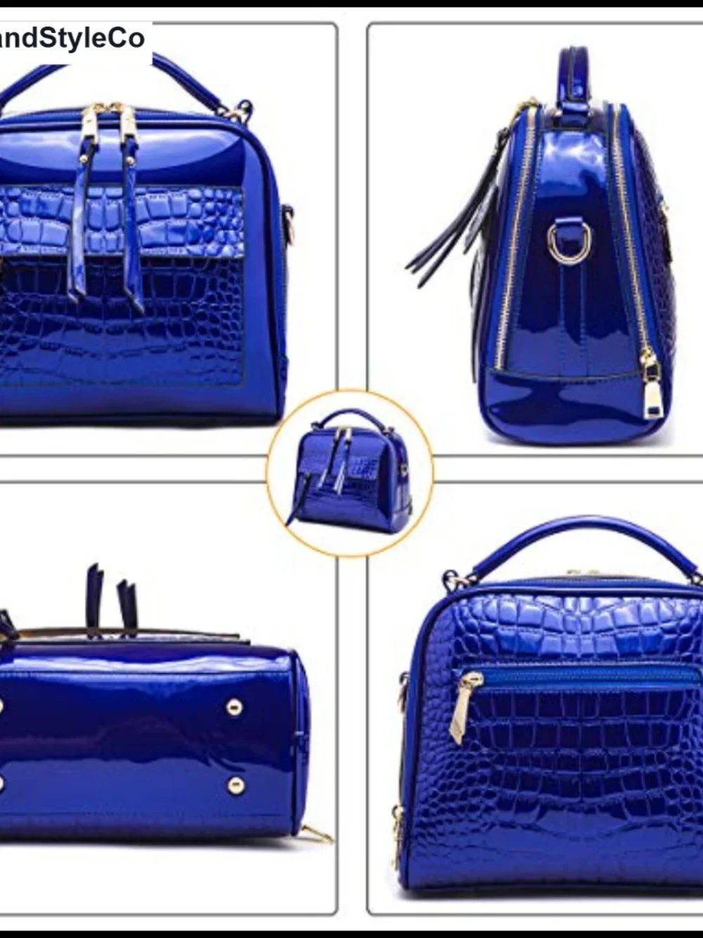 Women's Patent Leather Satchel Handbag PU Crocodile Print Shoulder Crossbody